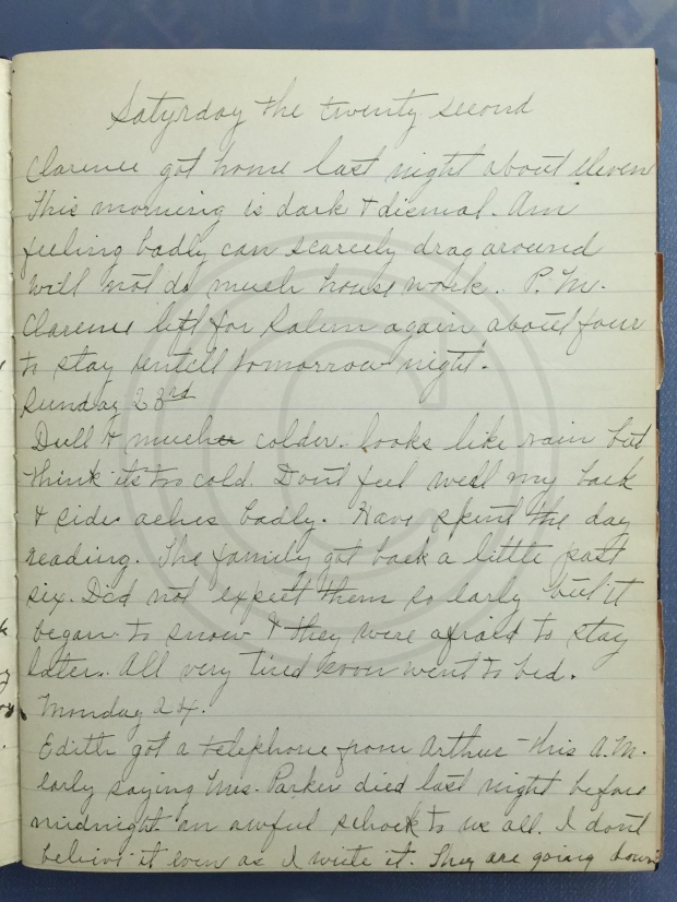 1927.01.22-24 - Annie F Morris diary